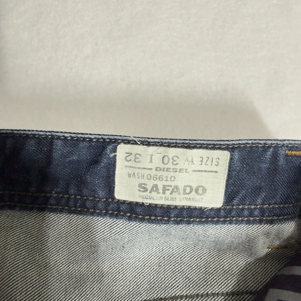 Diesel SAFADO Jeans Mens 30x28 Blue Dark Wash Regular Slim Straight Whiskered‎